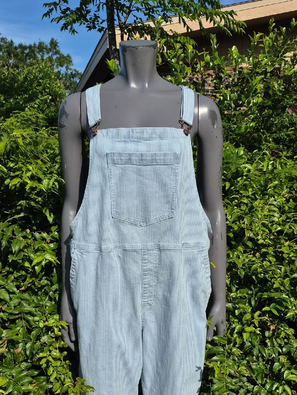 Universal Thread (Vietnam) Women's Railroad Striped Overalls/Metal Accents - Picture 3 of 16